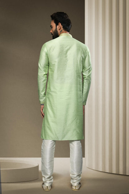 Jacquard Silk Brocade Kurta Pajama In Cream colour KP1230317 B