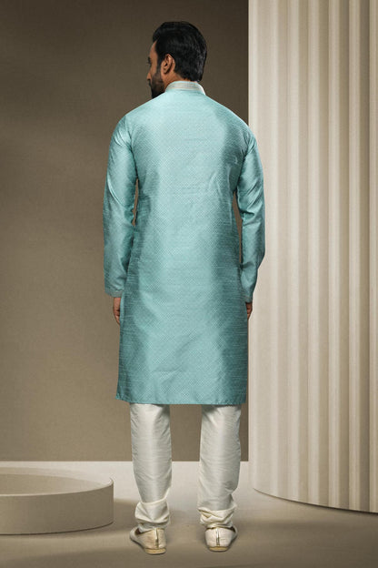Jacquard Silk Brocade Kurta Pajama In Cream colour KP1230318 B