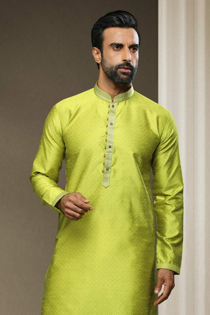 Jacquard Silk Brocade Kurta Pajama In Cream colour KP1230319 C