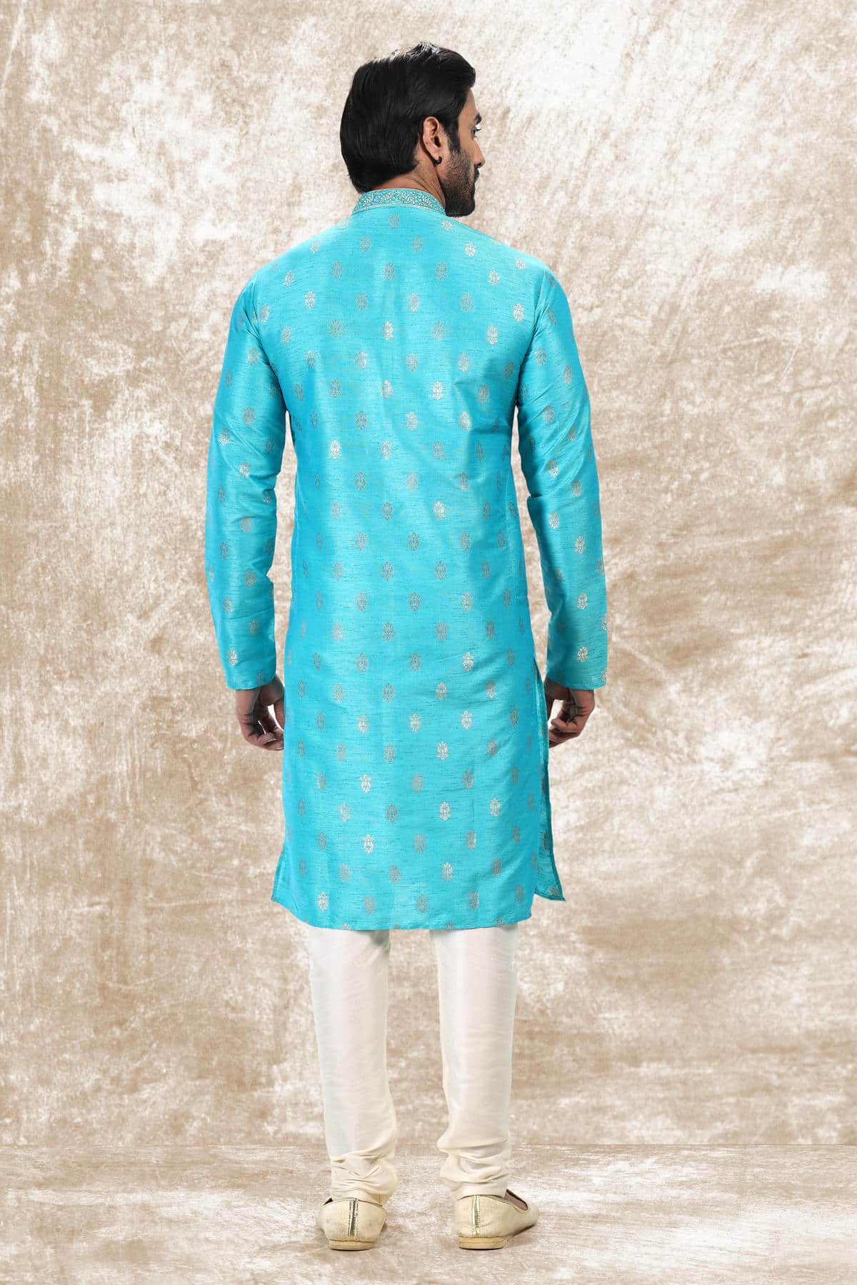 Jacquard Silk Brocade Kurta Pajama In Cream colour KP1230350 C