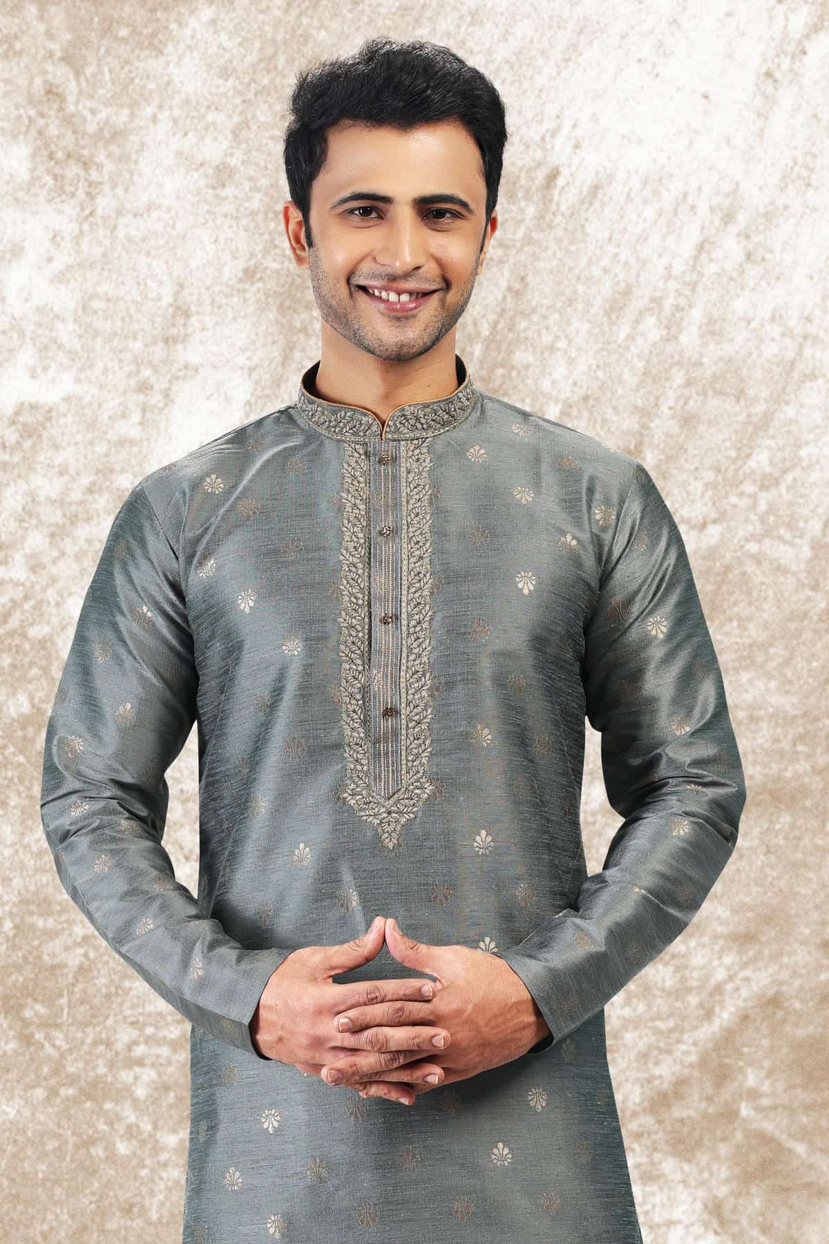 Jacquard Silk Brocade Kurta Pajama In Off White colour KP1230348 D