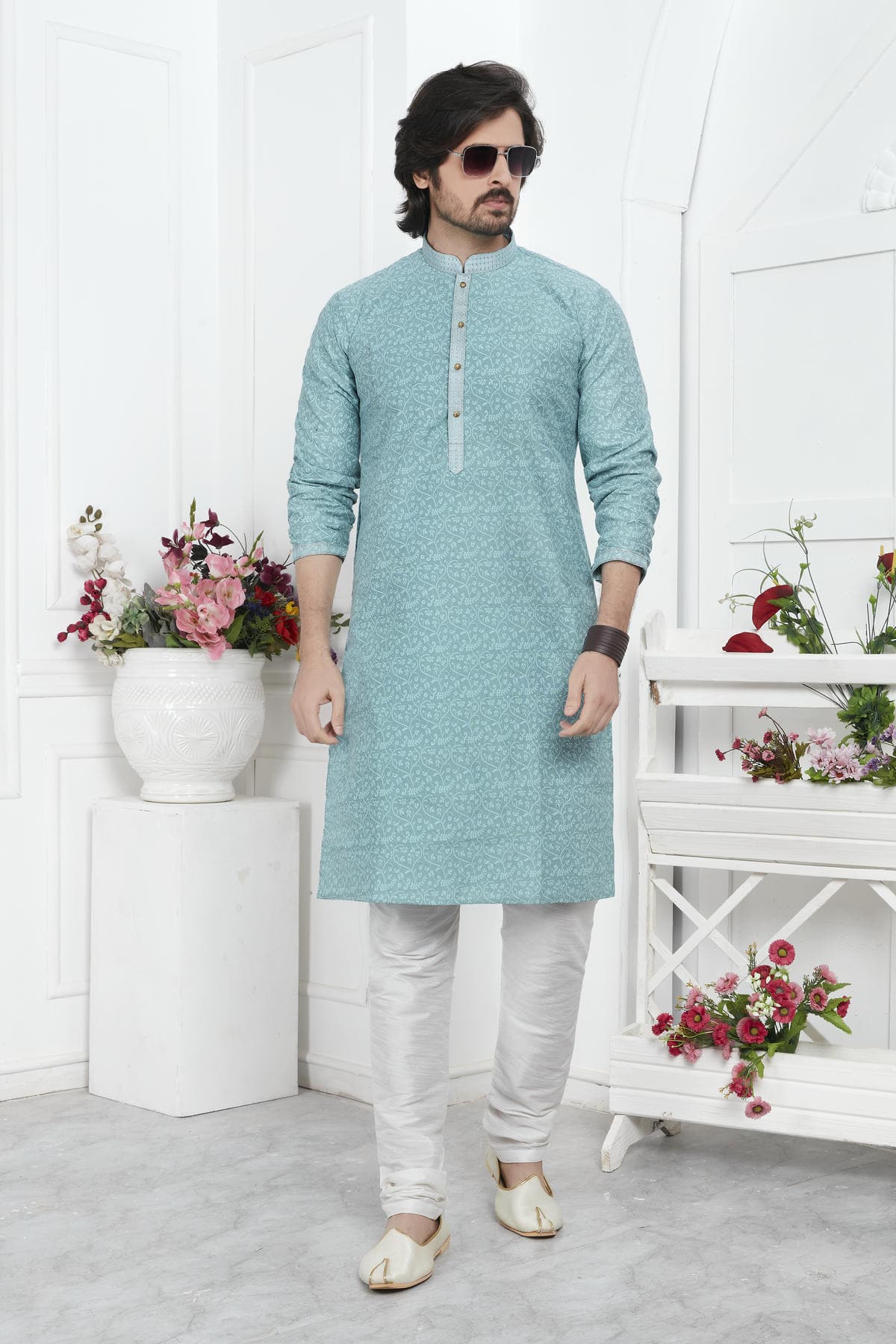 Jacquard Silk Brocade Pintux Work Kurta Pajama In Black Colour KP1230542 1