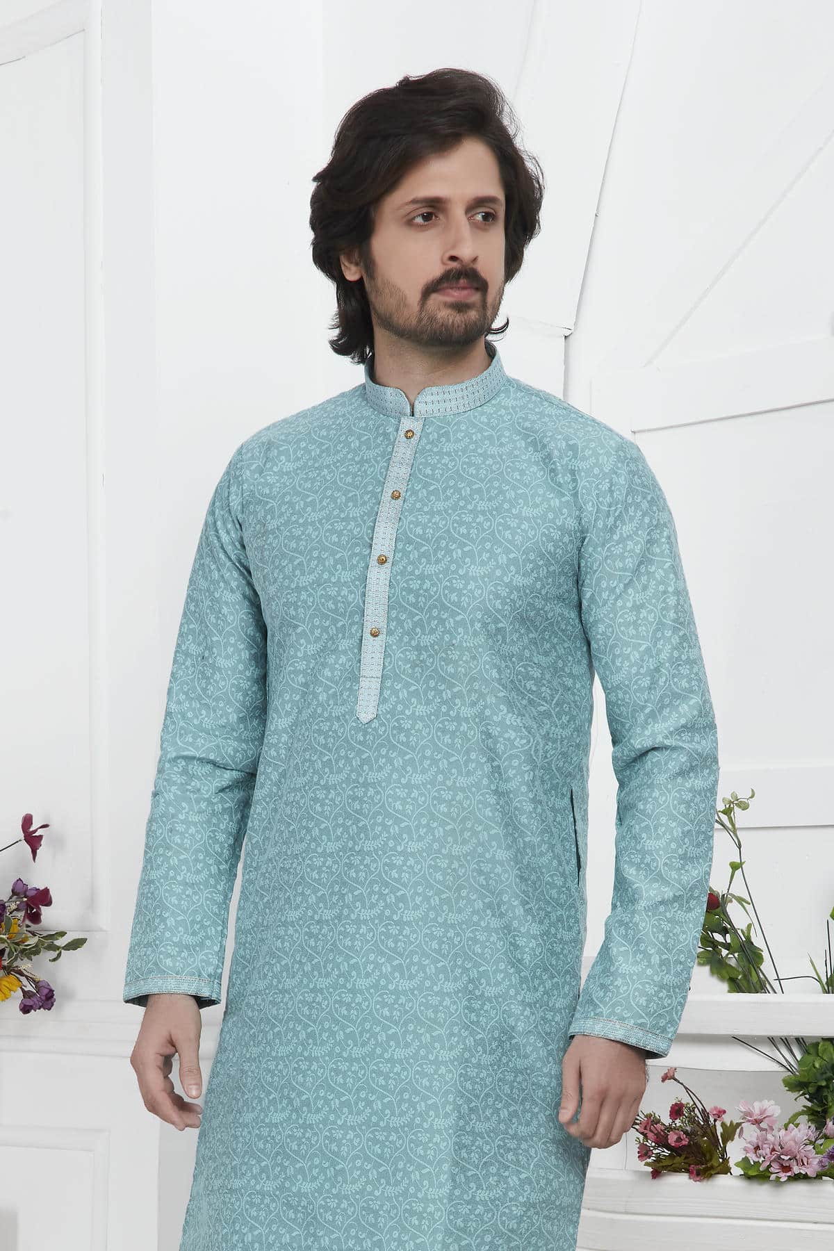 Jacquard Silk Brocade Pintux Work Kurta Pajama In Black Colour KP1230542 2