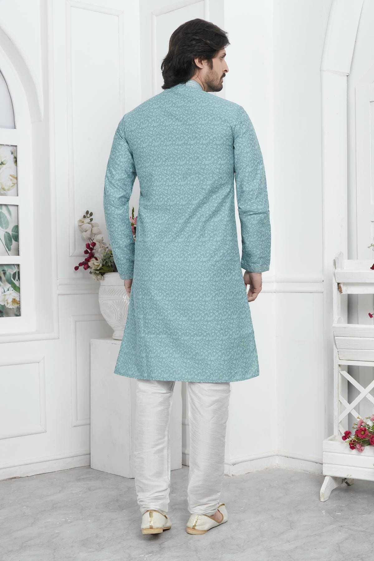 Jacquard Silk Brocade Pintux Work Kurta Pajama In Black Colour KP1230542 3