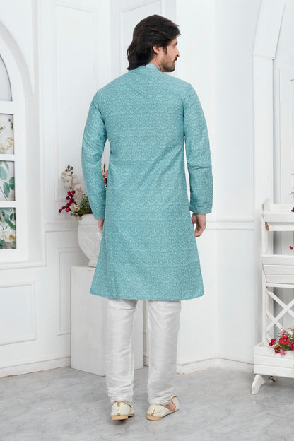 Jacquard Silk Brocade Pintux Work Kurta Pajama In Black Colour KP1230542 3