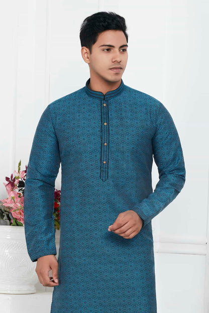 Jacquard Silk Brocade Pintux Work Kurta Pajama In Light Blue Colour KP1230553 2