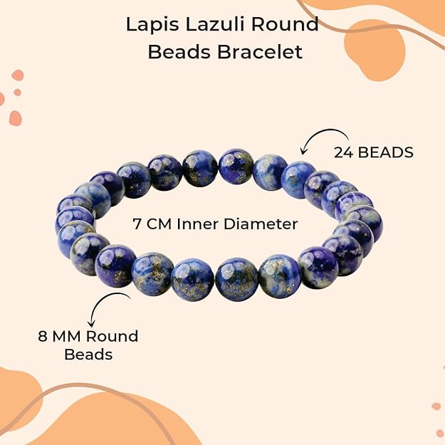 Lapis Lazuli 8mm Round Beads Bracelet – Natural Wisdom & Truth Crystal Bracelet