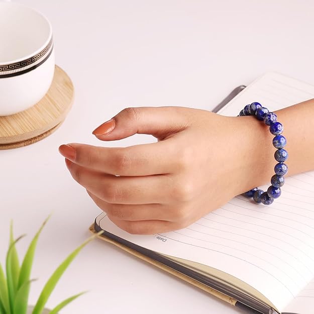 Lapis Lazuli 8mm Round Beads Bracelet – Natural Wisdom & Truth Crystal Bracelet
