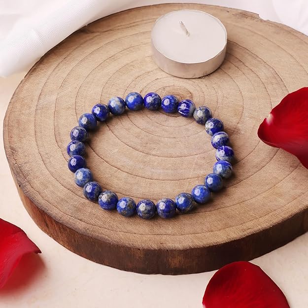 Lapis Lazuli 8mm Round Beads Bracelet – Natural Wisdom & Truth Crystal Bracelet