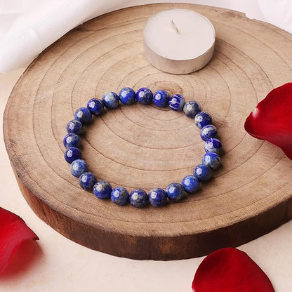 Lapis Lazuli 8mm Round Beads Bracelet – Natural Wisdom & Truth Crystal Bracelet