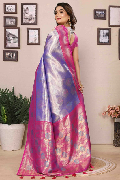 Lavender Colour Banarasi Tissue Silk Traditional Saree SD1113098 A