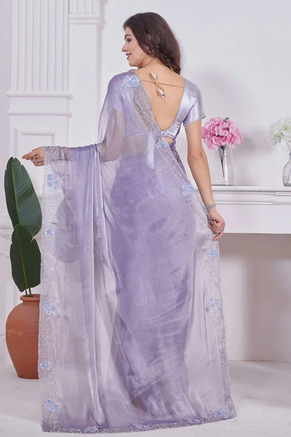 Lavender Colour Burberry Silk Designer Saree LC1121753 A