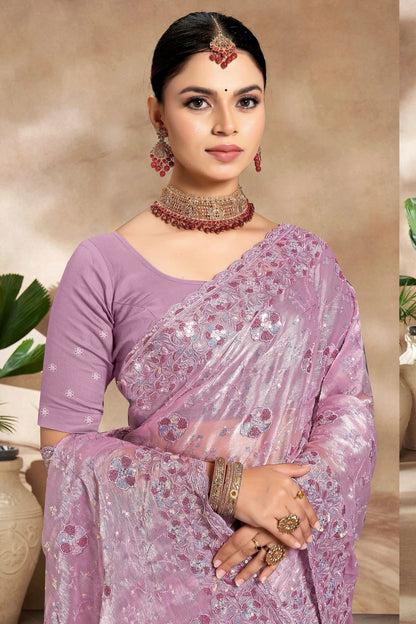 Lavender Colour Burberry Silk Designer Saree SD1091175 A