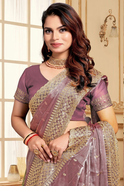 Lavender Colour Burberry Silk Designer Saree SD1121845 A