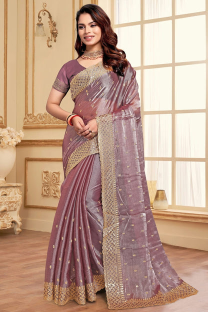 Lavender Colour Burberry Silk Designer Saree SD1121845