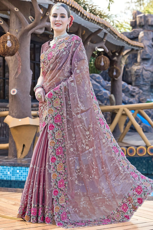 Lavender Colour Burberry Silk Designer Saree SD1121851