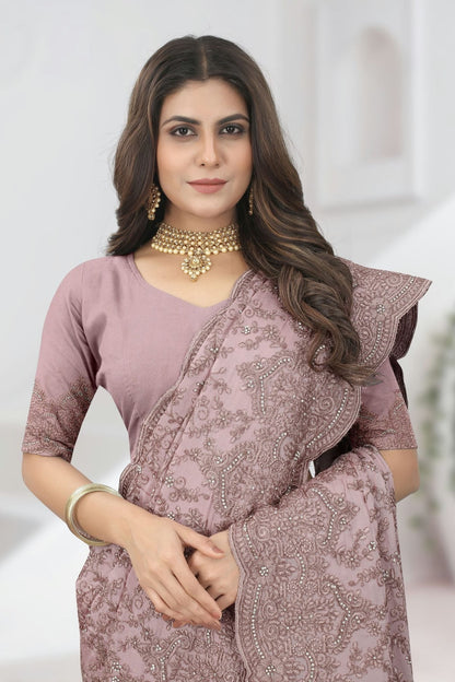 Lavender Colour Chinon Saree SD1090835 A