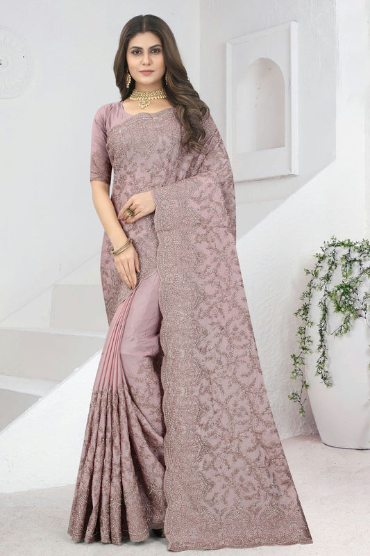 Lavender Colour Chinon Saree SD1090835