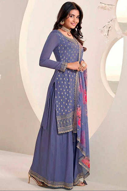 Lavender Colour Chinon Sharara Suit SM1110722