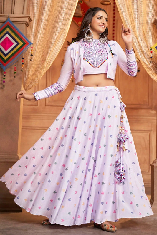 Lavender Colour Cotton Navratri Lehenga LC1150226