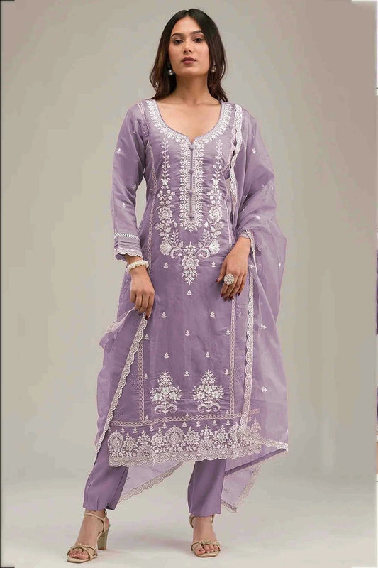 Lavender Colour Cotton Pakistani Suit SM1140835
