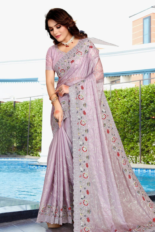 Lavender Colour Crepe Silk Designer Saree LC1121335