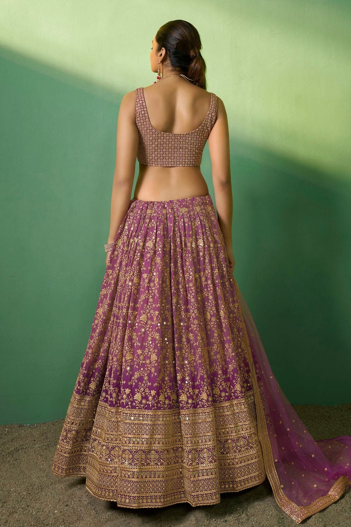 Lavender Colour Embroidery Georgette Lehenga Choli LD1080786 A