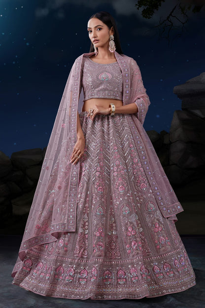 Lavender Colour Embroidery Soft Net Lehenga Choli LD1080724