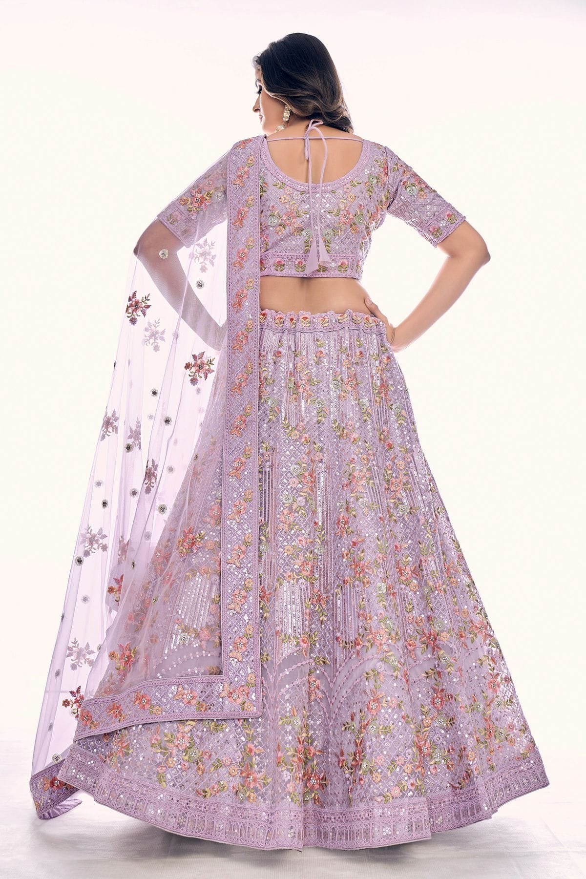 Lavender Colour Embroidery Soft Net Lehenga Choli LD1080754 A