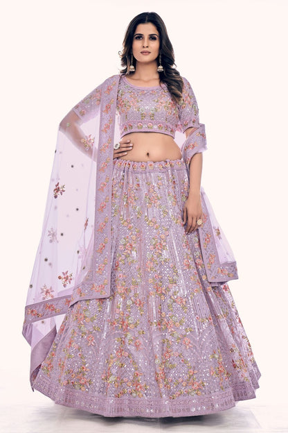 Lavender Colour Embroidery Soft Net Lehenga Choli LD1080754