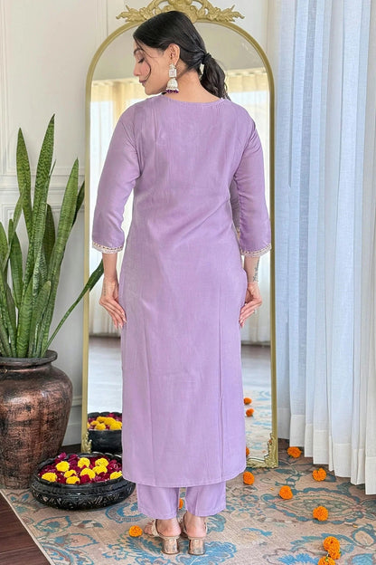 Lavender Colour Embroidery Viscose Stitched Suit SS1112450 A