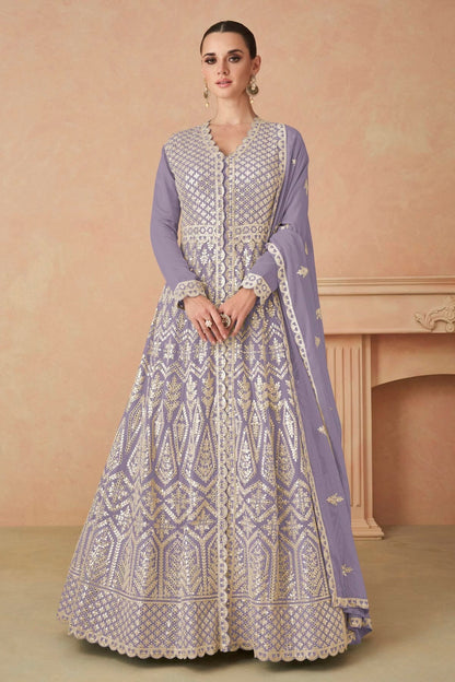 Lavender Colour Faux Georgette Anarkali Suit SM1140113
