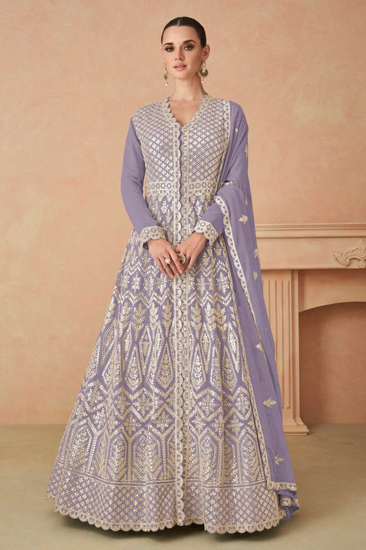 Lavender Colour Faux Georgette Anarkali Suit SM1140113