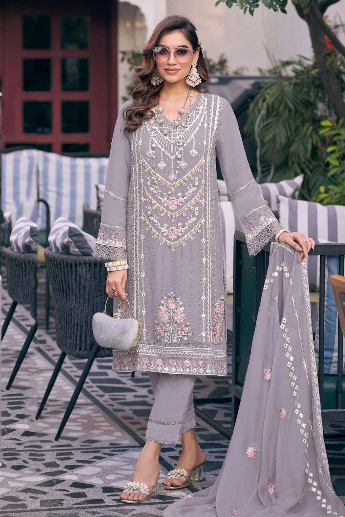 Lavender Colour Faux Georgette Pakistani Suit SM1140102