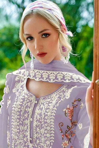 Lavender Colour Faux Georgette Pakistani Suit SM1140861 A