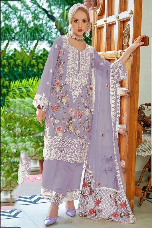Lavender Colour Faux Georgette Pakistani Suit SM1140861