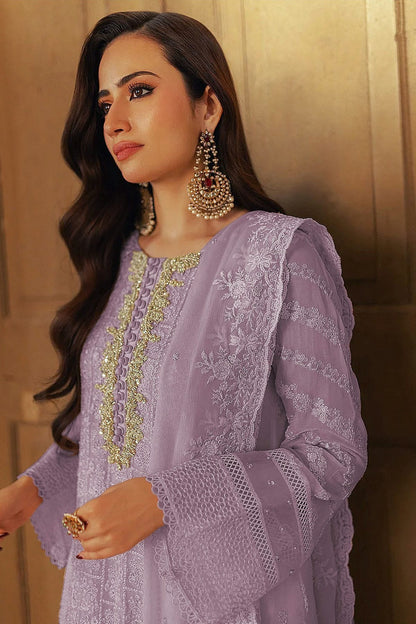 Lavender Colour Faux Georgette Semi Stitched Pakistani Suit SM1140467 A