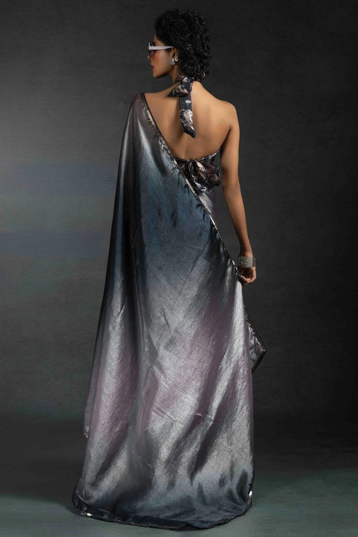 Lavender Colour Fendi Satin Silk Ready To Wear Saree SD1122037 A