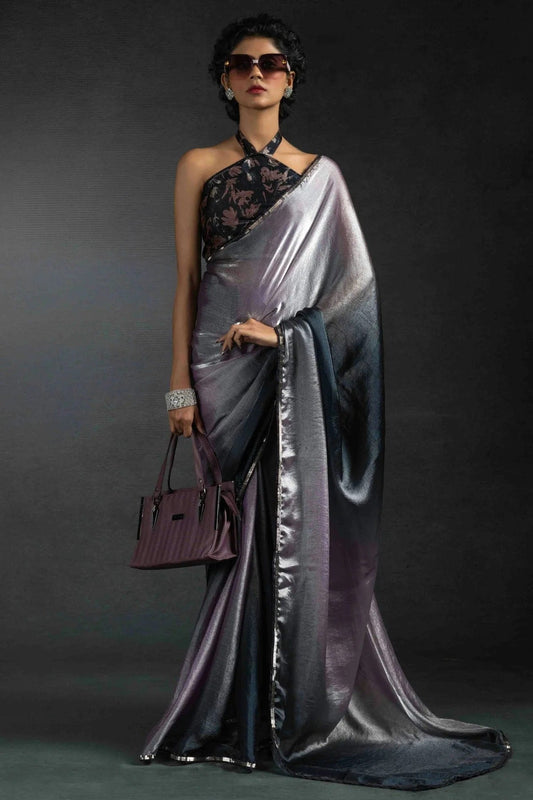 Lavender Colour Fendi Satin Silk Ready To Wear Saree SD1122037