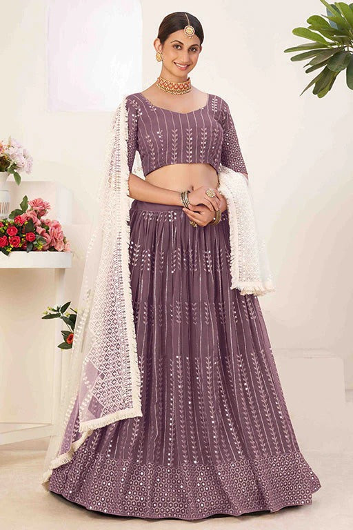 Lavender Colour Georgette Designer Lehenga Choli LC1240097