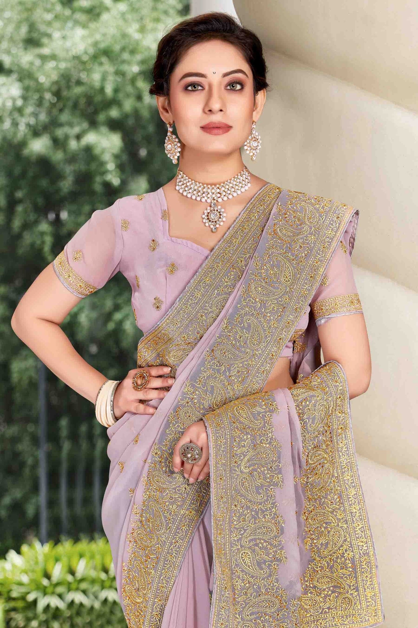 Lavender Colour Georgette Designer Saree SD1121133 A
