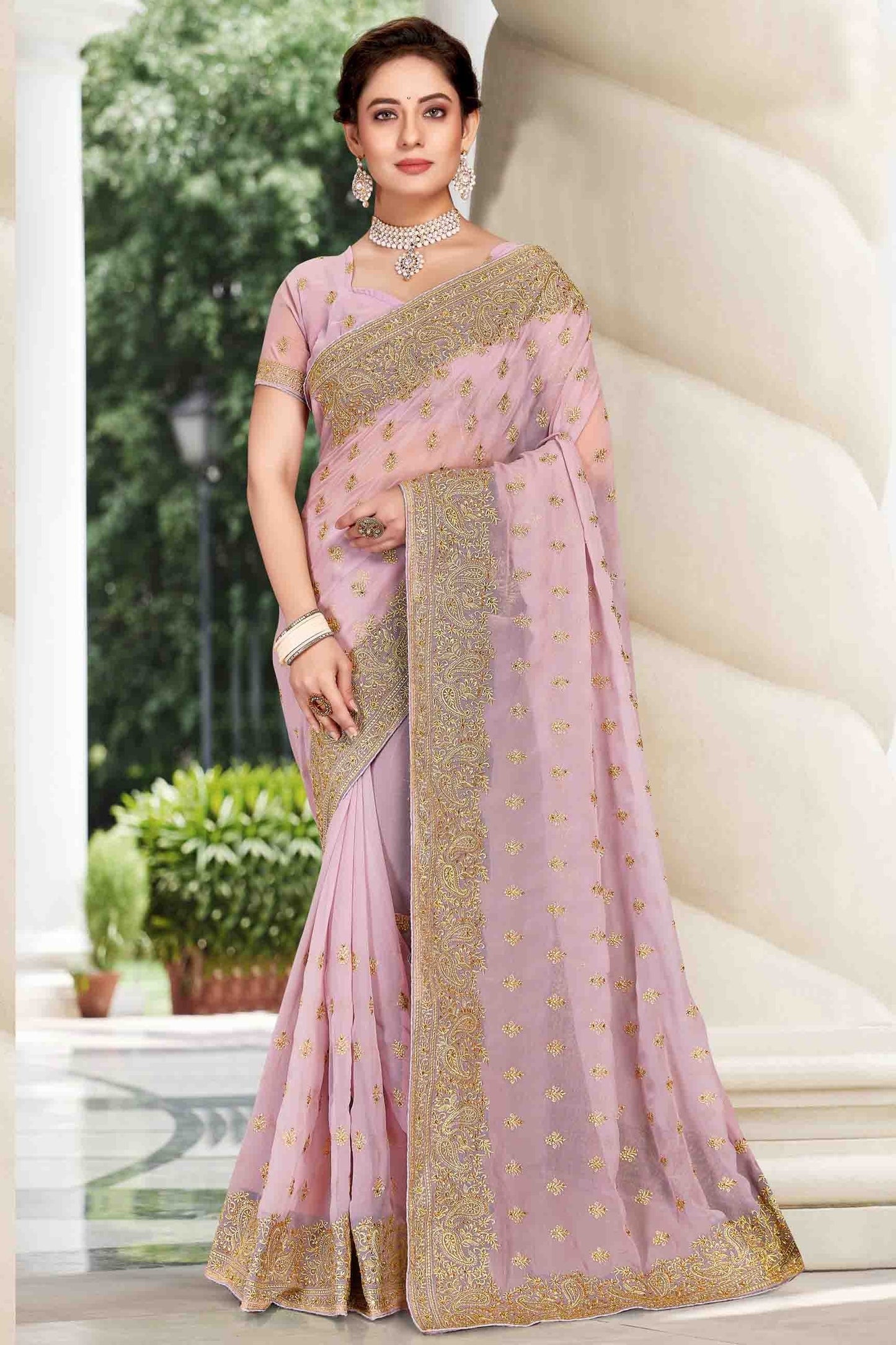 Lavender Colour Georgette Designer Saree SD1121133