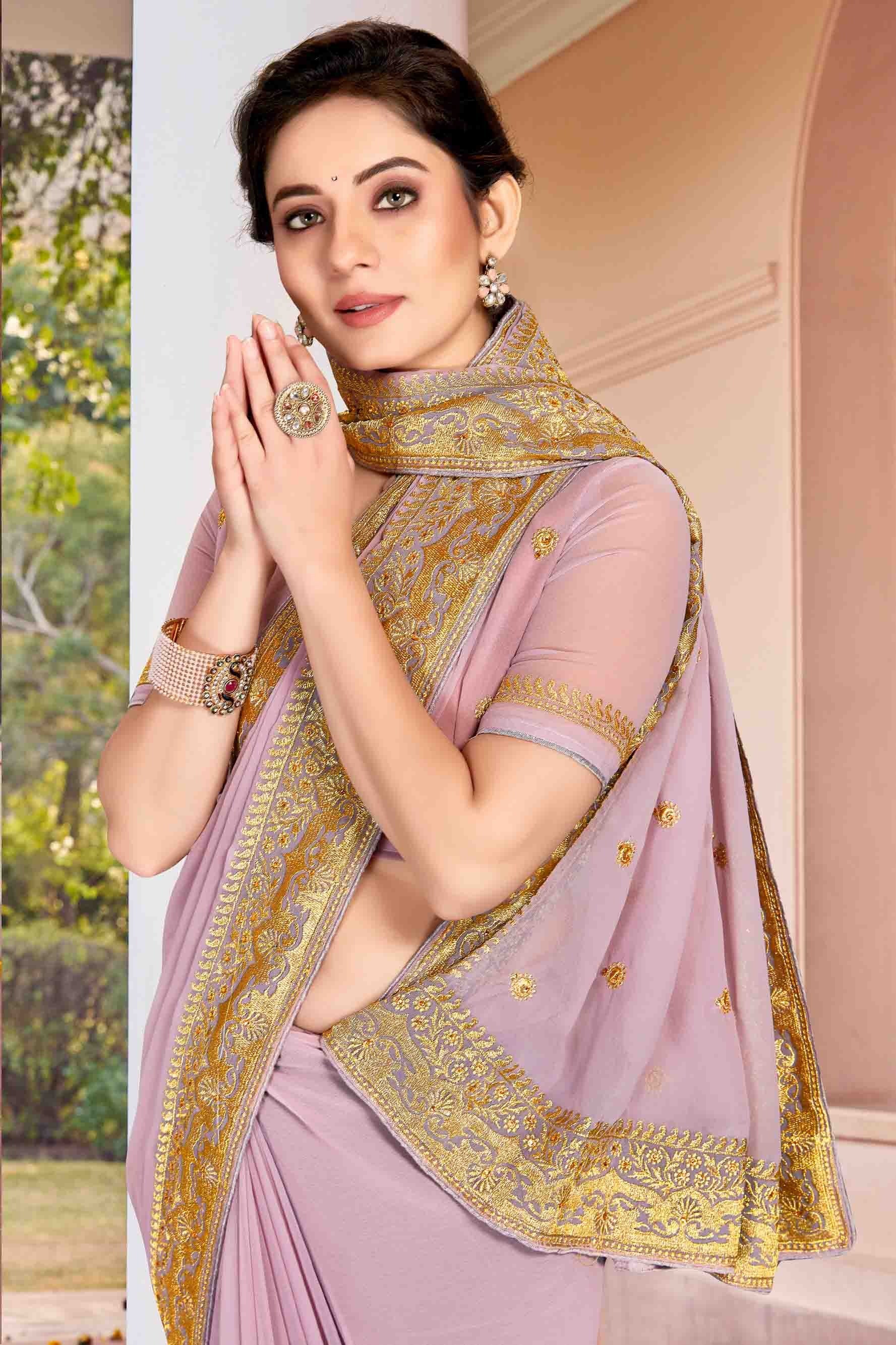 Lavender Colour Georgette Designer Saree SD1121143 A