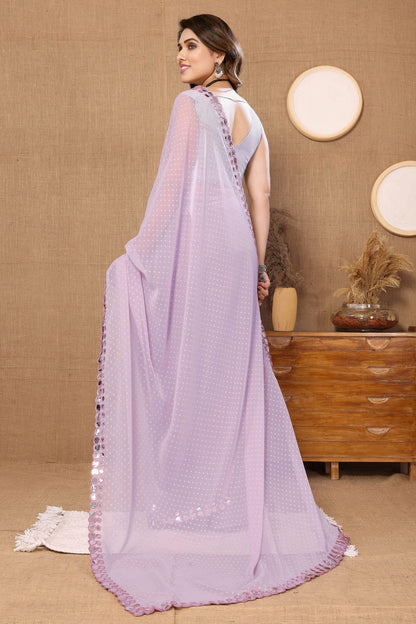 Lavender Colour Georgette Mirror Work Saree SD1180088 A