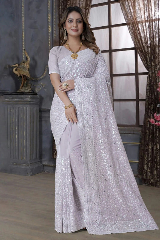 Lavender Colour Georgette Saree SD1090880