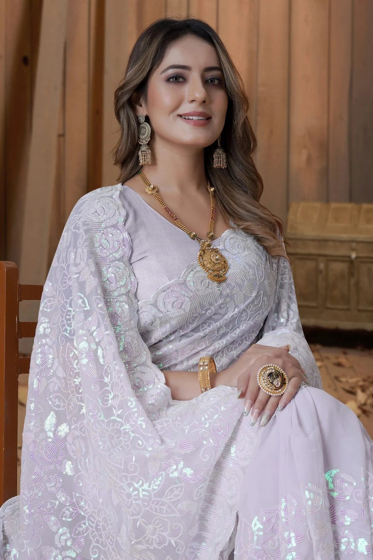 Lavender Colour Georgette Saree SD1090886 A