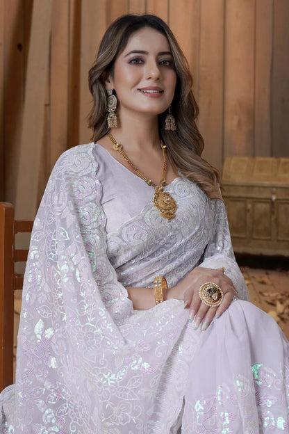 Lavender Colour Georgette Saree SD1090886 A
