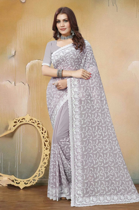 Lavender Colour Georgette Saree SD1090922