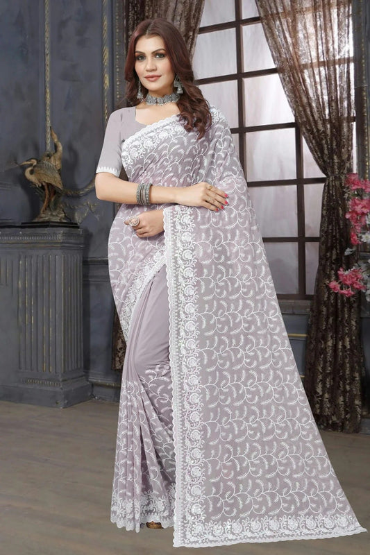 Lavender Colour Georgette Saree SD1090958