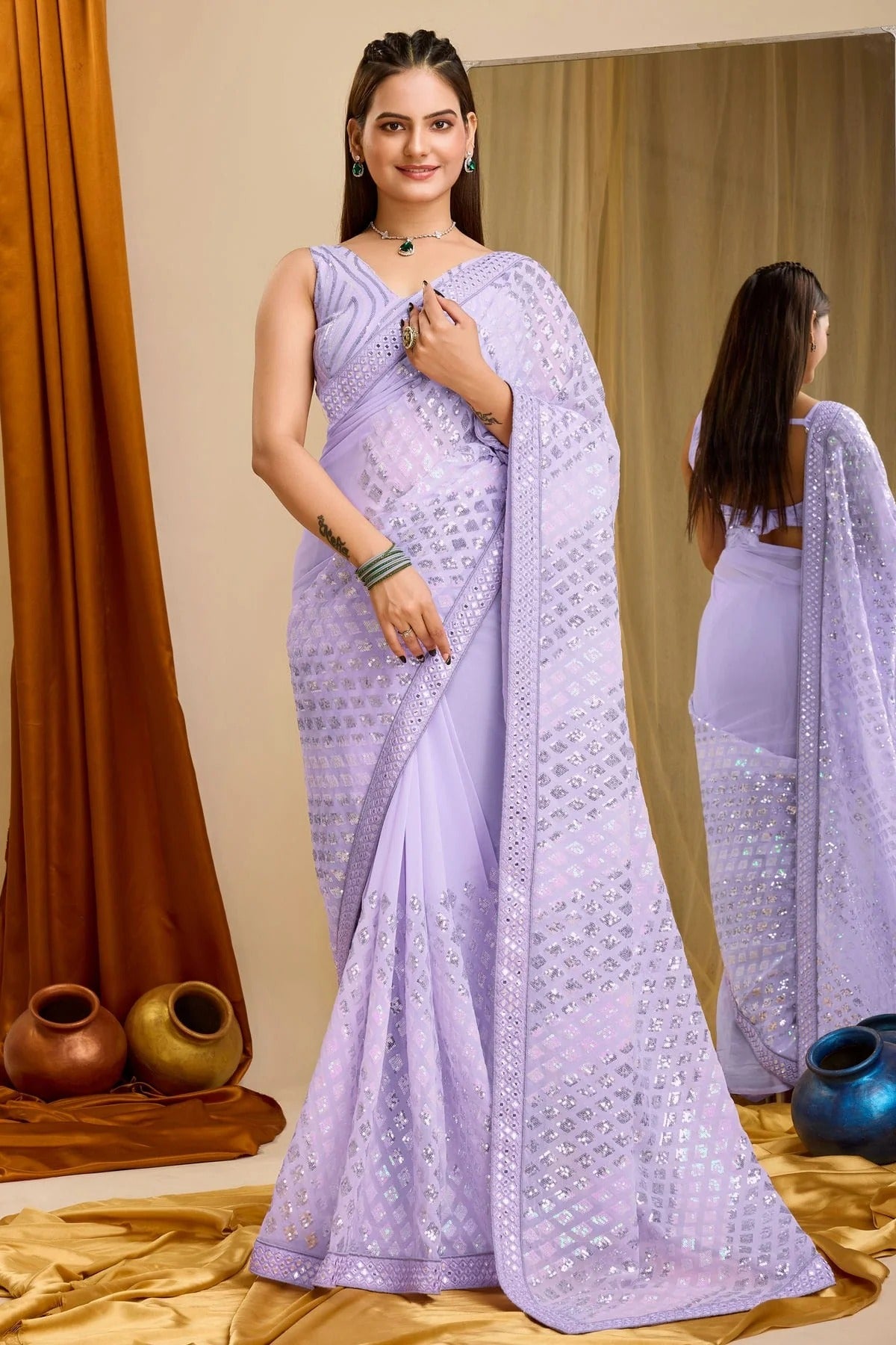 Lavender Colour Georgette Saree SD1110222